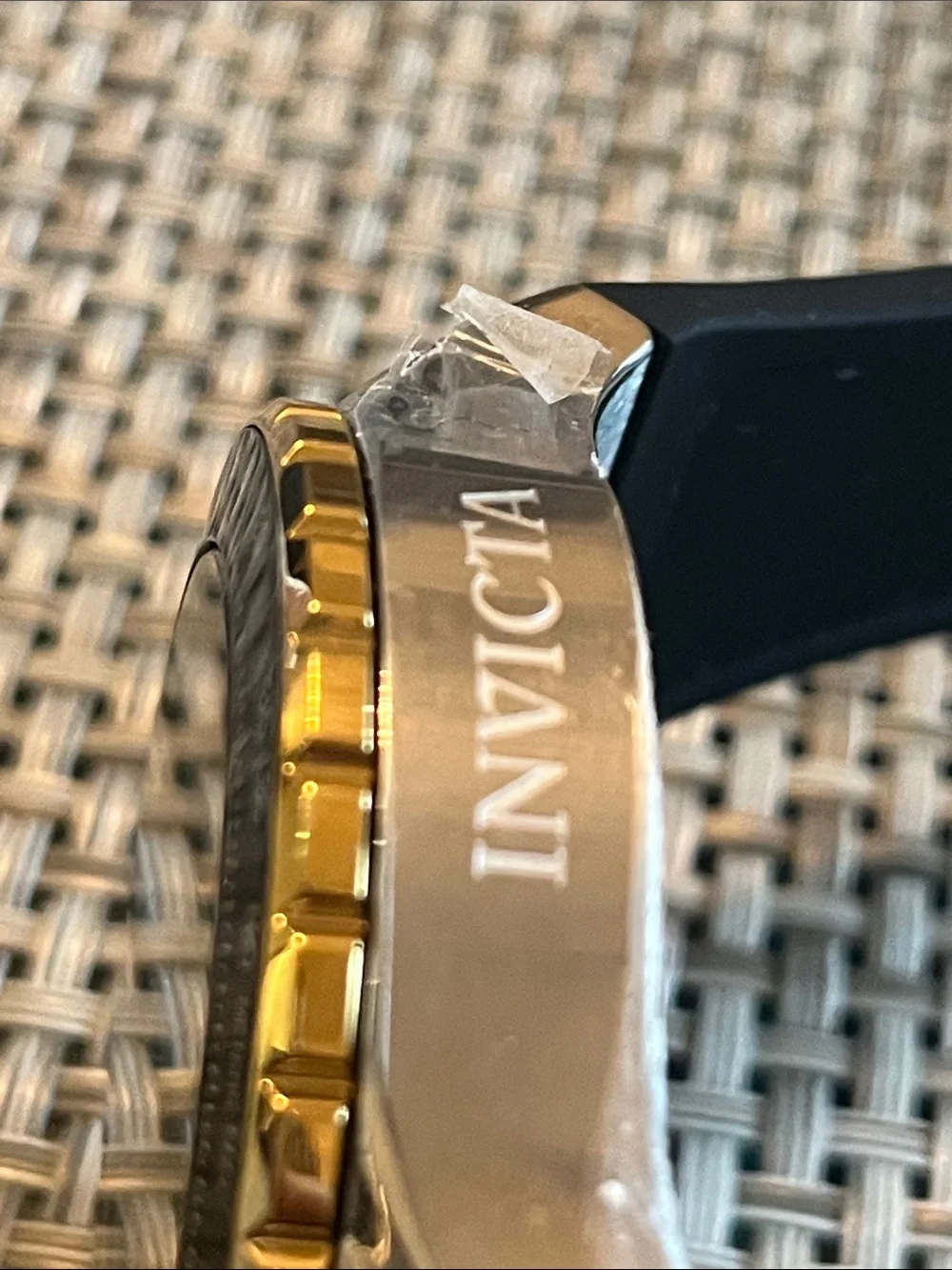 Invicta Black Dial Chronograph Watch with Gold Accents